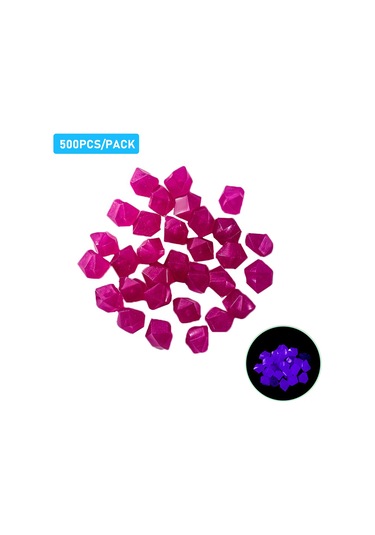 Ruicoo 500 Adet Resin Işıklı Taş - Akvaryum Bahçe Dekorasyonu - Gece Parlayan Mor Mini Figür