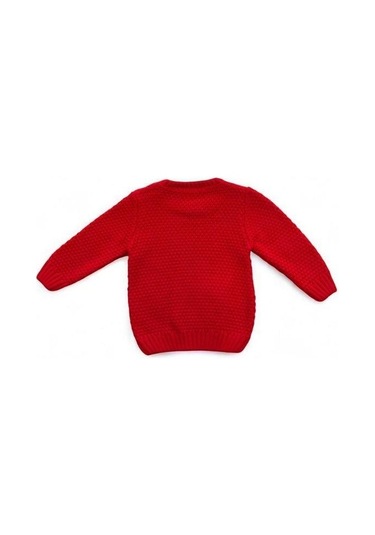 Bebek Örgü Desenli Kırmızı Triko Kazak-15189 Kırmızı