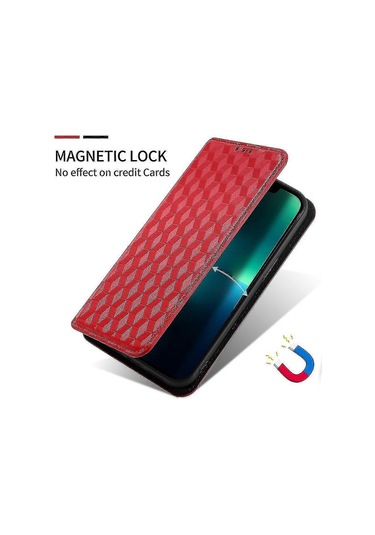 Samsung Galaxy Xcover 7 Cüzdan Kılıfı Eşkenar Dörtgen Baskılı Deri Kapak Çok Renkli