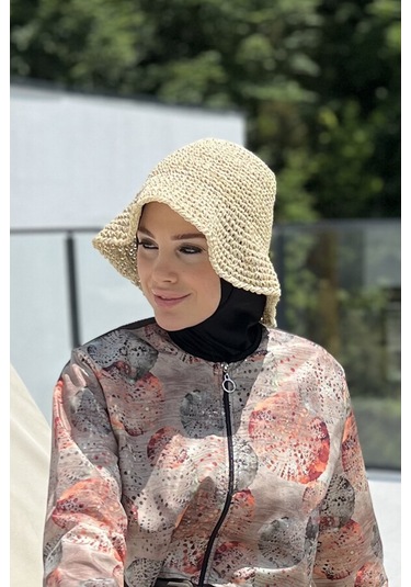 El Örgü Hasır Şapka Rş-83 Bej Bej