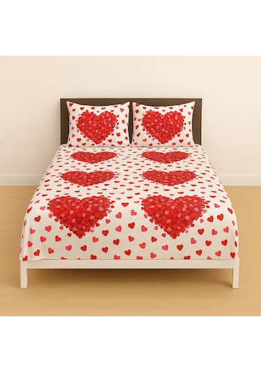 Desenli Kalpli Çift Kişilik 160 X 200 Lastikli Çarşaf Ve 2 Adet Yastık Kılıfı Kırmızı