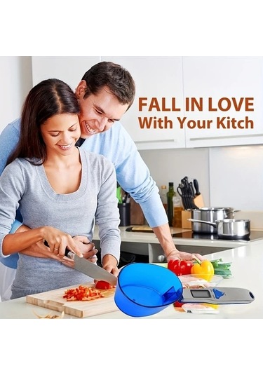 Fastbuy Dijital Baharat Tartısı Akıllı Kaşık S7 Mavi, 0-500g Ölçüm, 3 Kaşık Seti -