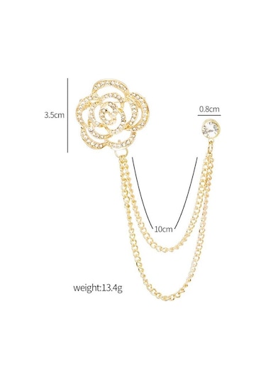 Altın Blucome Moda Içi Boş Zincir Gül Broş Kadın Broş Ceket Takım Elbise Çantası Başörtüsü Yaka Iğneler Yeni Yıl Hediyesi Altın