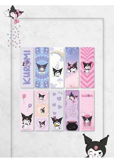 Sanrio Kuromi Anime Karışık Tasarım 10 Adet Kitap Ayraç Seti Pytk