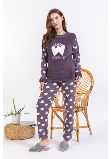 Yeni Sezon Sonbahar/kış Kadın Welsoft Polar Yuvarlak Yaka Kalp Desenli Kalın Pijama Takımı 30008-mürdüm Mürdüm Yeni Sezon Sonbahar/kış Kadın Welsoft Polar Yuvarlak Yaka Kalp Desenli Kalın Pijama Takımı 30008-mürdüm Mürdüm