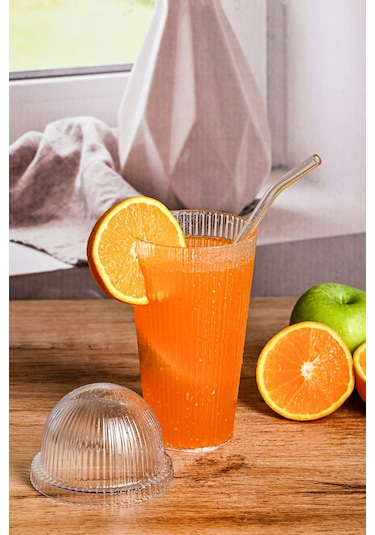 1 Adet Mika (Cam Değildir) Oval Kapaklı Pipetli Origami Stil Bardak Soğuk Kahve Meşrubat Bardağı