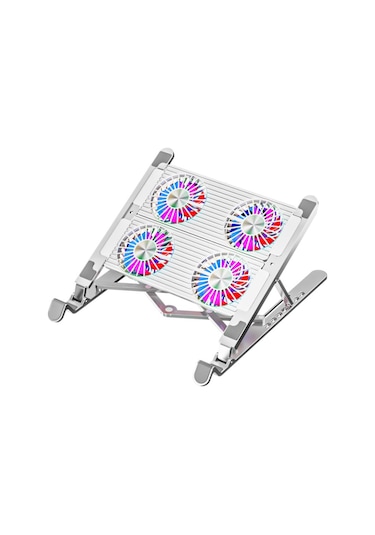Coofbe Led Işıklı Yükseklik Ayarlı Katlanabilir 4 Fanlı Notebook Laptop Soğutucu Turbo Fan Laptop Standı