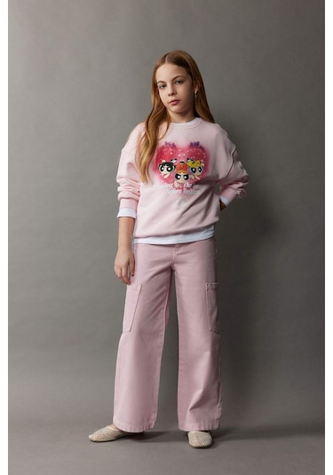 DeFacto Kız Çocuk Wide Leg Kargo Geniş Paça Jean Pantolon C0451A825SMPN122 Pembe
