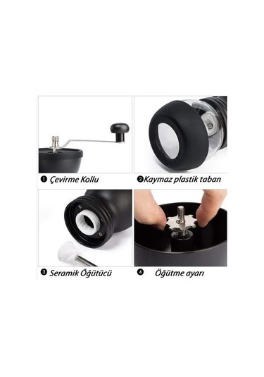 Kahve Değirmeni Öğütücü 2 Hazneli Filtre Kahve Siyah