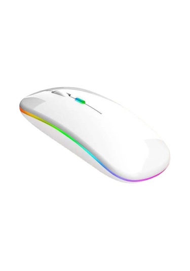 Yuntech01 Beyaz Işıklı Bluetooth 2 Modlu Şarjlı Sessiz Kablosuz Mouse - Ofis Ve Oyun İçin Bilgisayar/laptop Uyumlu