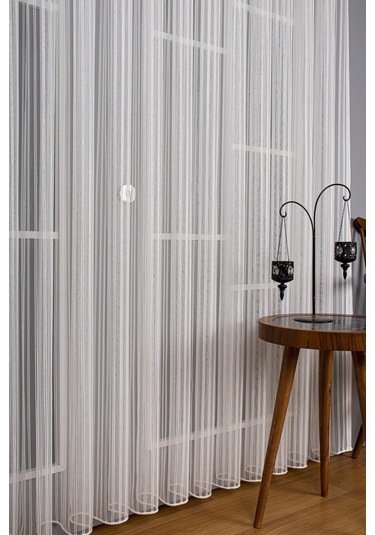 Çift Makarna Simli Armür Düz Tül Perde