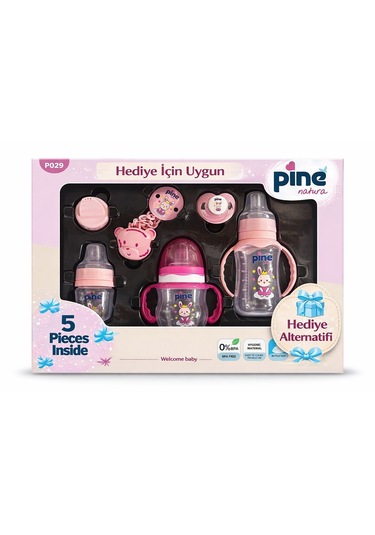 Pine Natura Bebek Biberon Seti 5 Parça - Pembe