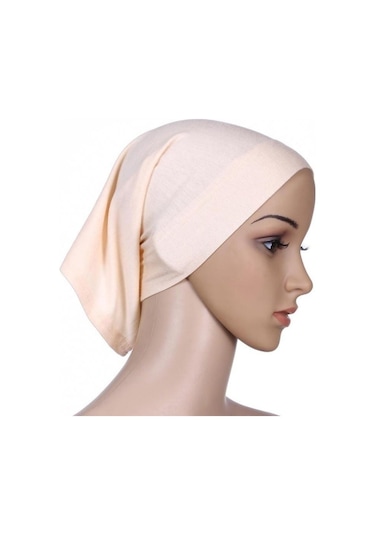 Beyaz Yüz Altında Eşarp Tüp Kaput Kap Kemik İslam Kadın Baş Örtüsü Başörtüsü Beyaz