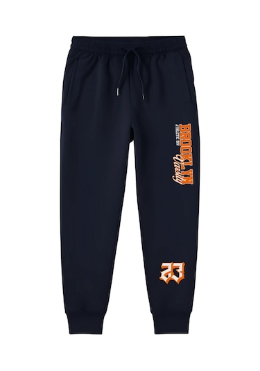 Erkek Çocuk Brooklyn Baskılı Cepli Eşofman Altı Lacivert