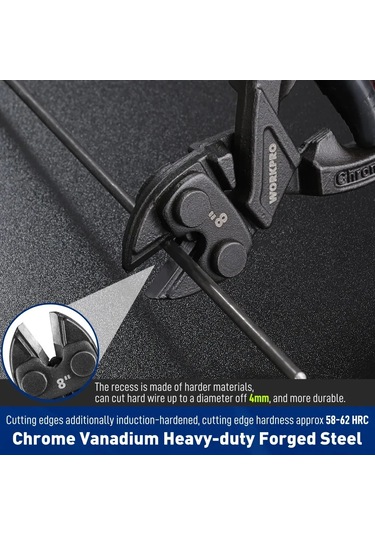 Konesam 203 Mm Kompakt Tel Kesme Pensesi, Yaylı, 4 Mm Çelik Çubuk Kesme, 60crv Gövde, Siyah Yüzey