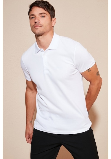 Buratti Pamuklu Regular Fit Düğmeli Erkek Polo Yaka T Shirt 5902127 Beyaz