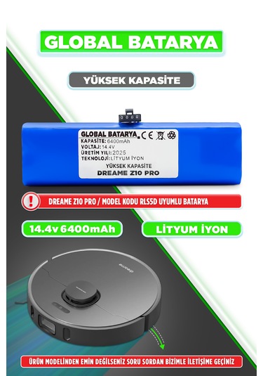 Dreame Z10 Pro Batarya 6400mah Yüksek Kapasite