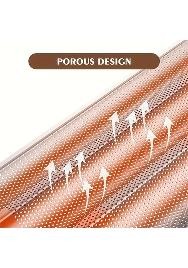 Honeybeeshop Golden Profesyonel Fransız Ekmek Tava 3lü Izgara Delikli Yapışmaz Altın