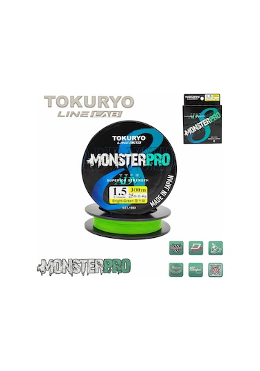 Tokuryo Lıne Lab Monsterpro X8 1.5pe 0.16mm 25ıb 11.4kg Bright-gr