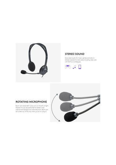 Leezsing Logitech H111 Kulaklık Mikrofonlu - 3.5mm Bağlantılı, 180 Dönebilir Mikrofonlu, Rahat Kullanım