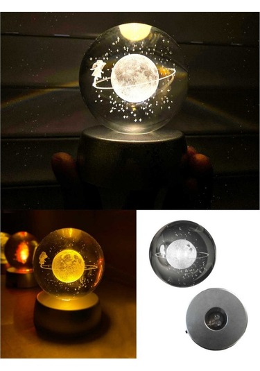 Satürn Kız Cam Küre Sevgiliye Eşe Sürpriz Hediye Renk Değiştiren Işıklı Satürn Cam Kız Küre