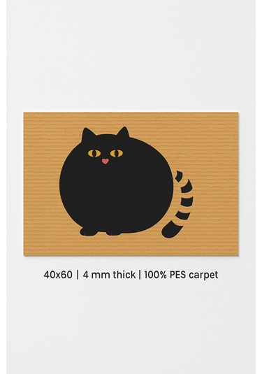 Kedili Paspas Kapı Önü Paspası Kitty Doormat Kapı Önü Kaymaz Paspas Toz Nem Alıcı Kapı Paspas Açıkkahverengi - Bej