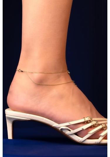 14 Ayar Altın Firuze Taşlı Şans Yoncası Halhal Hal0018 Rose