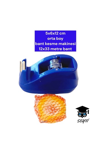 5x6x12 Cm Orta Boy Bant Kesme Makinesi 12x33 Metre Bant Mavi Diğer