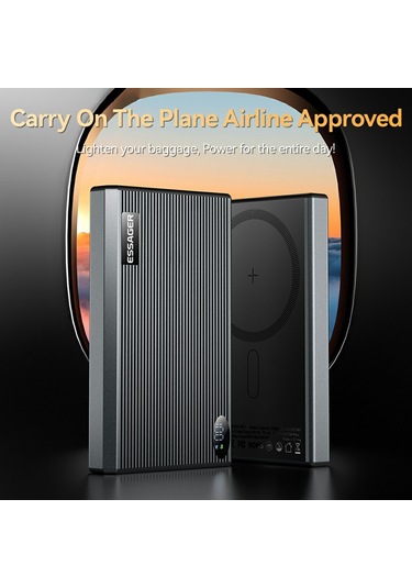 Essager Manyetik Güç Bankası 10000mah 20w Hızlı Şarj Taşınabilir Kablosuz Şarj Cihazı Siyah