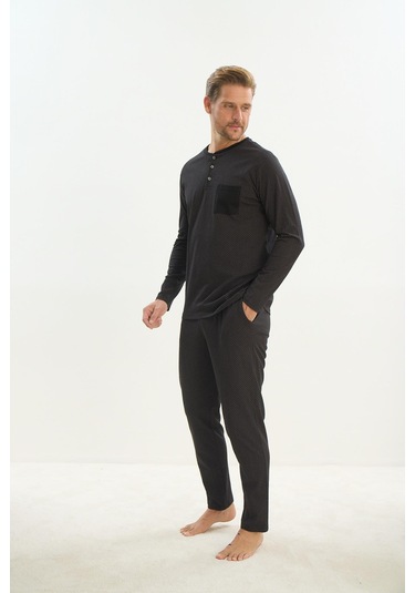 Erkek Uzun Kol Siyah Pijama Takım C2t5n4o9 001