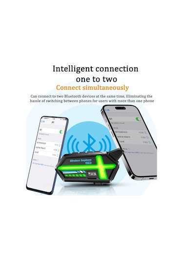 Vtn-29 Bt26 Motosiklet Kask Kulaklık Bluetooth Işıklı 2 Eşleşme Özellikli Intercom