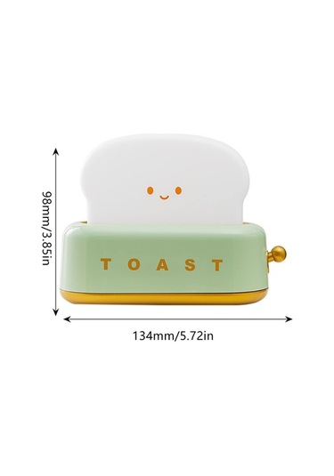 Ebitda Dkııl Noıyb Sevimli Tost Gece Lambası, Ekmek Led Lamba, Modern Çocuk Odası Için Açık Yeşil
