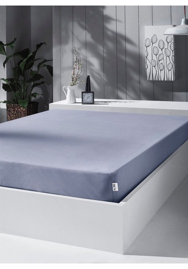 Penye Lastikli Çarşaf, Çift Kişilik , Açık Gri, %100 Pamuk Örme Kumaş, 130 Gr/m² Açık Gri