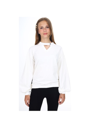 Toontoy Kız Çocuk Okul Sweatshirt Ekru
