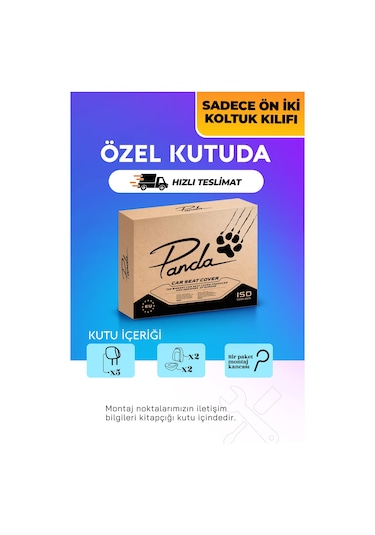 Bordo Panda Peru Serisi Pike Kumaş Ön İki Oto Koltuk Kılıfı