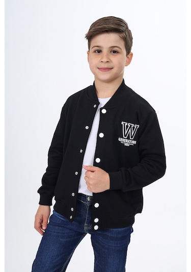 Toontoy Erkek Çocuk Okul Nakışlı Hırka Siyah
