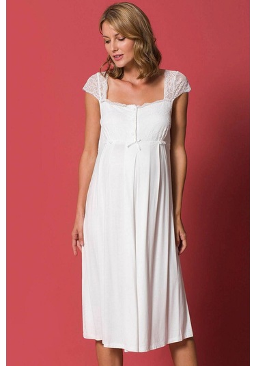 Monamise 18202 Hamile Lohusa Sabahlıklı Gecelik Takım - Ekru