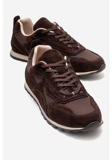 Sahra Kahverengi Süet Hakiki Deri Kadın Sneaker Kahverengi