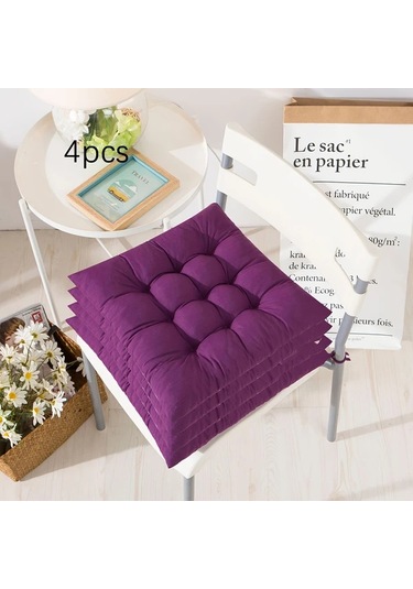 Topnotch 4 Adet Mor Yumuşak Nefes Alabilir Kare Koltuk Minderi - Modern Dayanıklı Mor