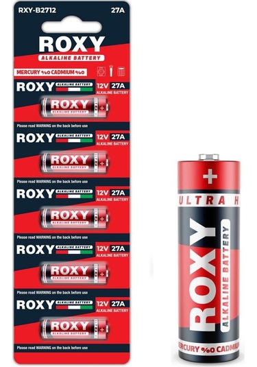 Roxy Rxy-b2712 İnce 12 Volt Alkalin 27a Alarm Kumanda Pil 5'li Paket