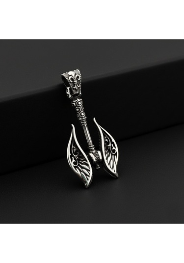 925 Ayar Gümüş Melek Kanadı Savaş Baltası Erkek Kolye Gümüş