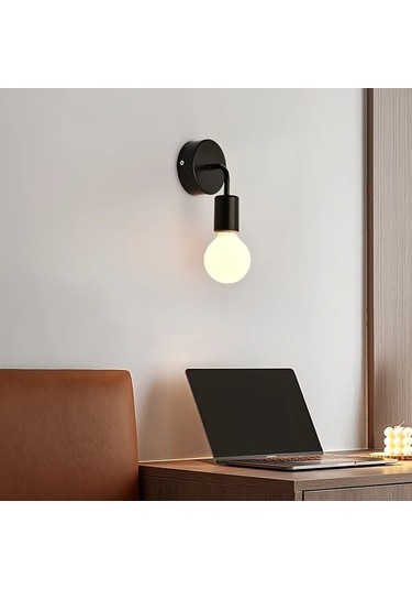 Dashanshop Siyah Modern Nordic Avize Demir Döküm Duvar Lambası E27 Oturma Odası Yatak Odası Siyah