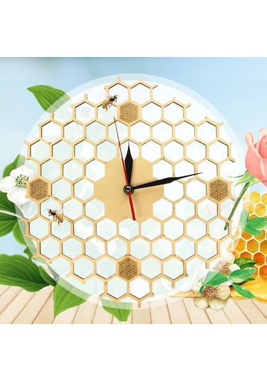 Homyl Altıgen Ahşap Duvar Saati Sessiz Kuvars Saatleri Oturma A A