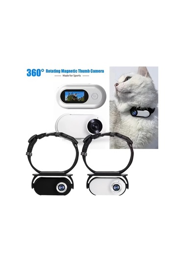 Elmpaly Siyah 360 Derece Dönen 1080p Lcd Ekranlı Evcil Hayvan Kamerası 120 Derece Geniş Açı 240 Dakika