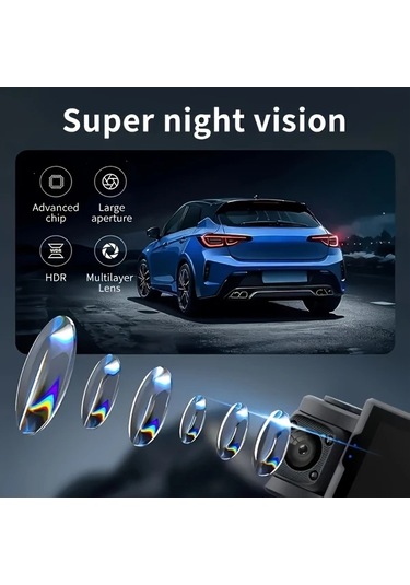 Xuweiwei Baideluo Hd Triple Camera Cardless Araç Kayıt Cihazı Ön 1080p Yan 480p 3 Lens Döngü Kayıt G Sensorlu Araç Suv Otobüs Kamyon İçin