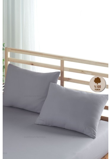 Formeya Ranforce %100 Pamuk Yastık Kılıfı 2 Adet 50X70 Kapaklı Gri