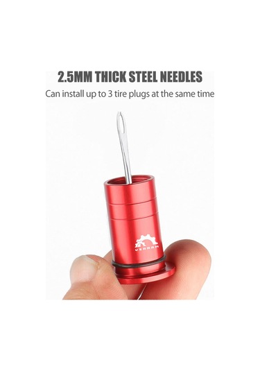 Samdoo Alüminyum Çelik Nylon Bisiklet Lastik Tamir Aleti, Vakuum Lastik İçin Uçak, 5 Adet Tamir Şeridi Ve Direksiyon Ucu Tıkanıklıkları, Kırmızı