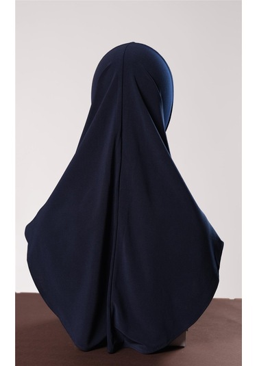 Lacivert Pratik Hazır Geçmeli Genç Tesettür Bone Sandy Kumaş Düz Hijab 2312 02 Lacivert