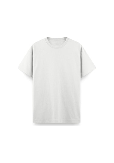 Unisex "ı'm Ok" Baskılı Oversize Pamuklu Tişört - Özel Tasarım Patch Detaylı Beyaz