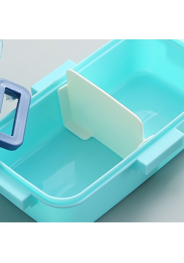 Yeiuyi7 Karikatür Desen İki Bölme Çocuklar İçin Isıtılabilir Öğle Yemeği Kutusu 700ml Açık Mavi